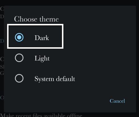 Choose Dark from the three options. 