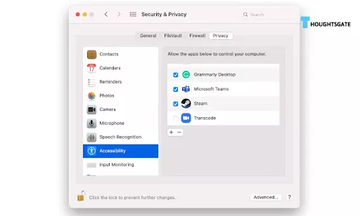 The next step is to access the Privacy & Security settings