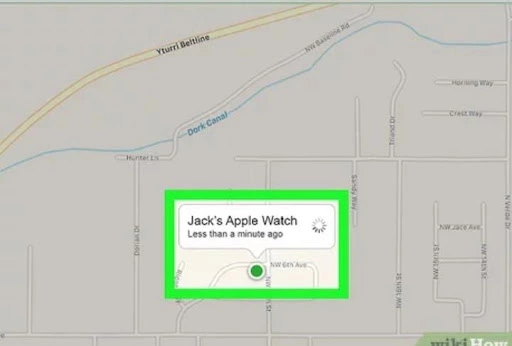 Your Apple Watch's whereabouts should now be displayed on the map. Tap Play Sound in the top-right area of the display.
