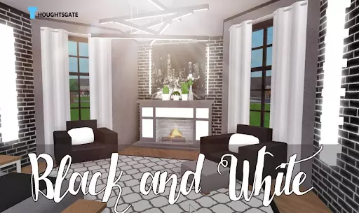 Aesthetic Loft A Classy Black and White-Themed Home in Bloxburg.