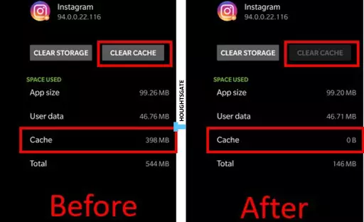 Complete clear the cache of Instagram