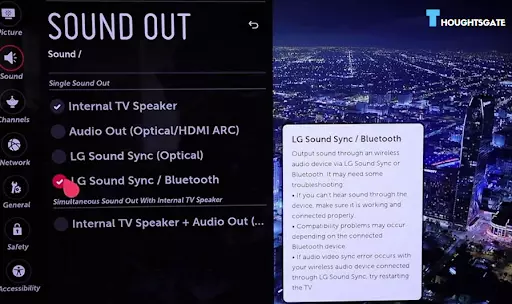 Choose Audio SyncBluetooth from the menu.