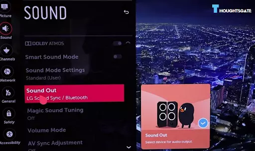 Choose the Sound option and then the Sound Out option.